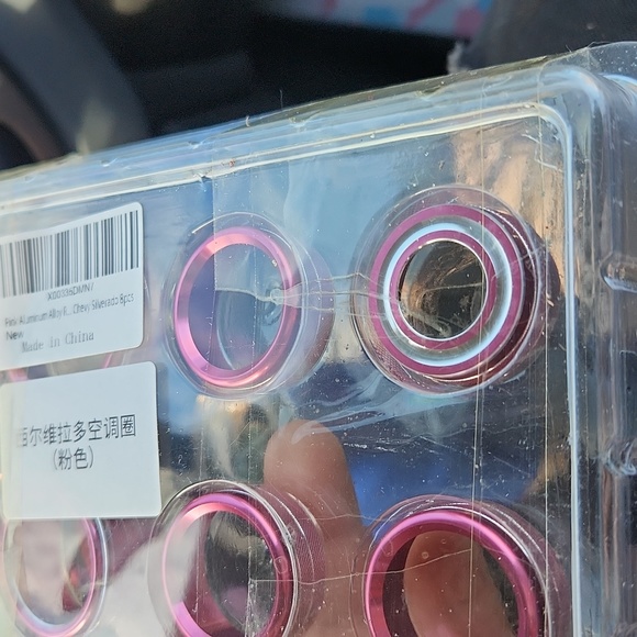 Pink aluminum alloy knob covers for Chevy Silverado 8 pcs NEW in pkg - Picture 4 of 6